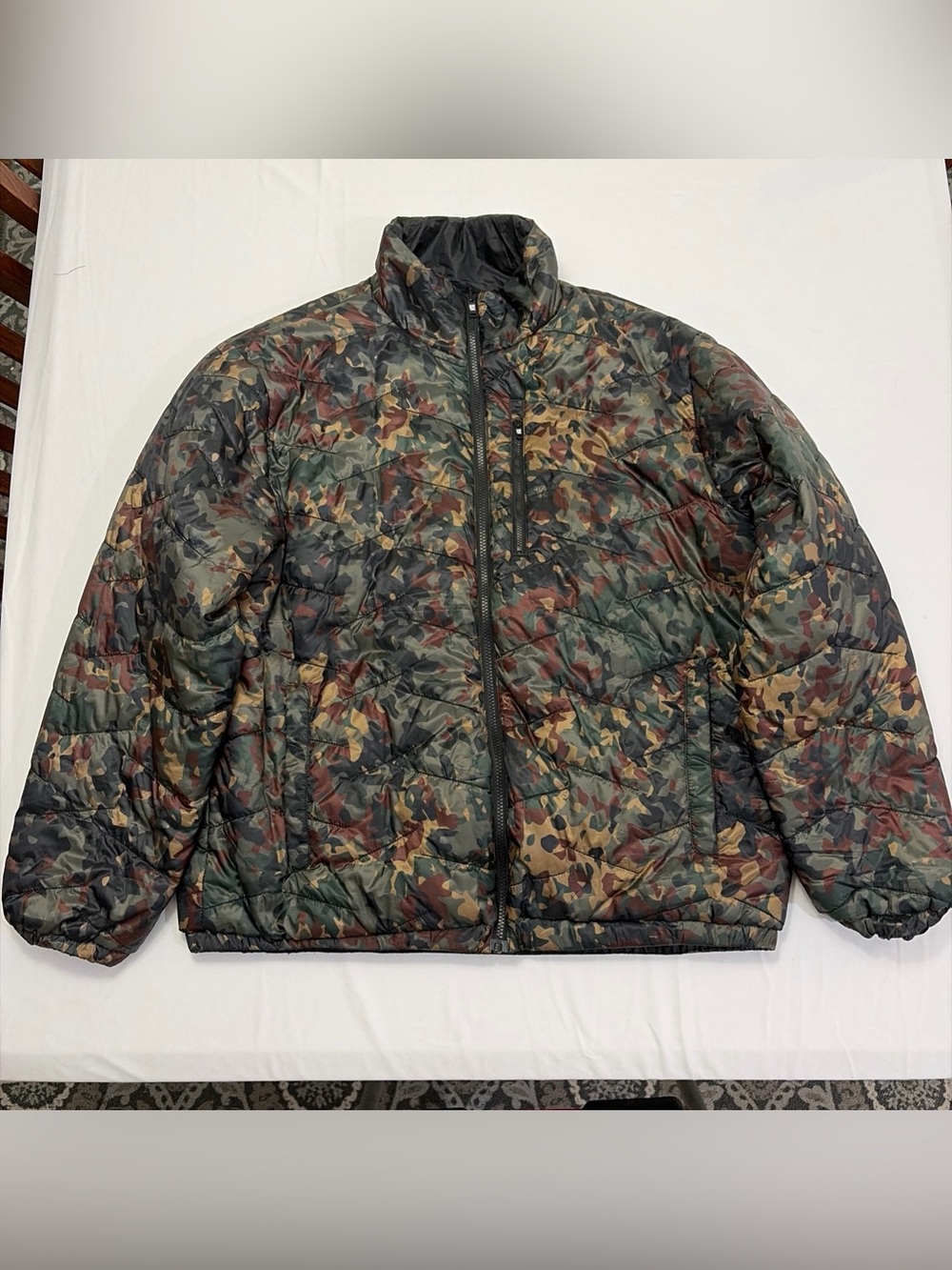 Camouflage Quilted Puffer Jacket - Green/Brown